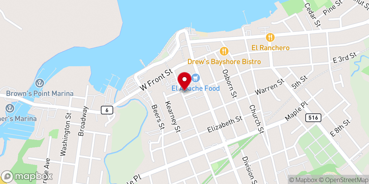 Map showing location of First Baptist Church of Keyport