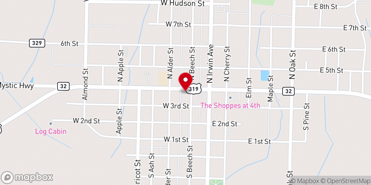 Map showing location of Ocilla United Methodist Church