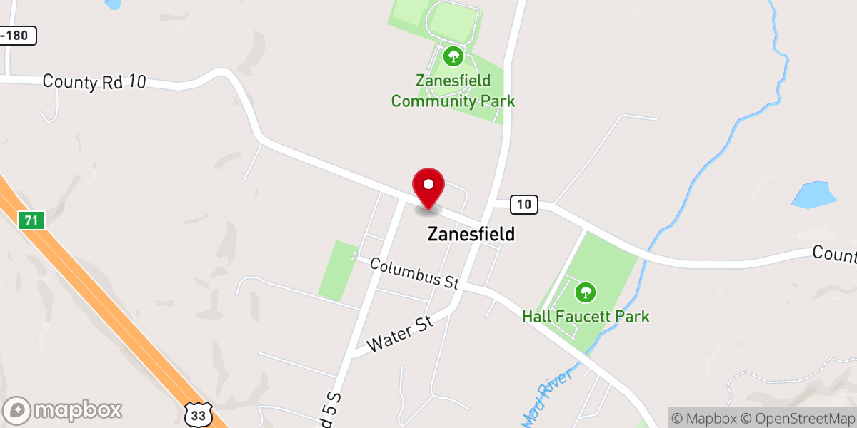 Map showing location of Zanesfield Community Chapel
