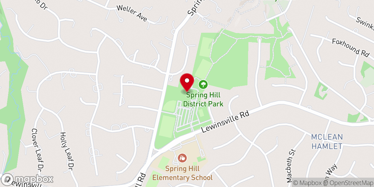 Map showing location of Spring Hill Rec Center