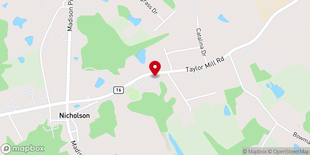 Map showing location of Hickory Grove Baptist Church
