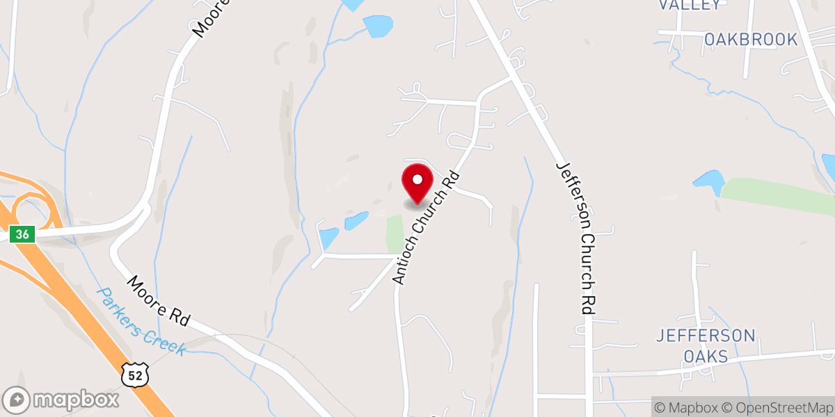 Map showing location of Antioch United Methodist Church