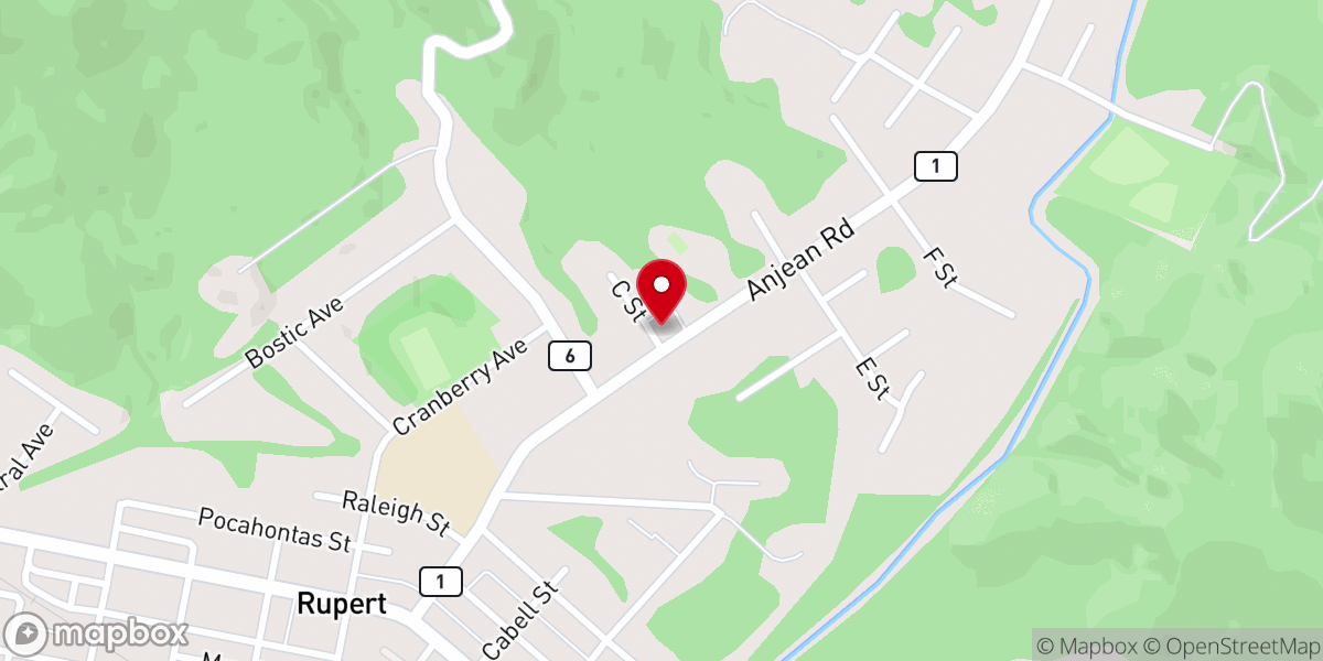 Map showing location of Big Clear Creek Baptist Church