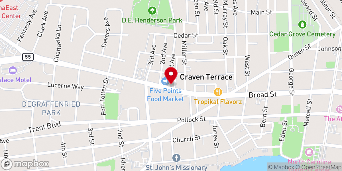 Map showing location of Trinity AME Zion Church