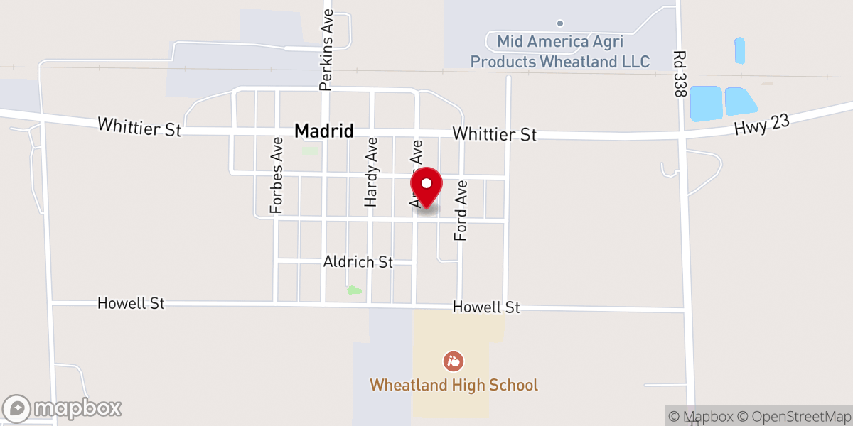 Map showing location of Madrid United Methodist Church