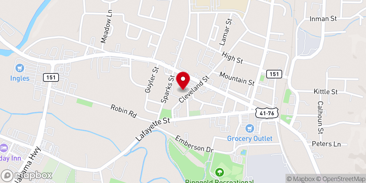 Map showing location of Ringgold United Methodist Church