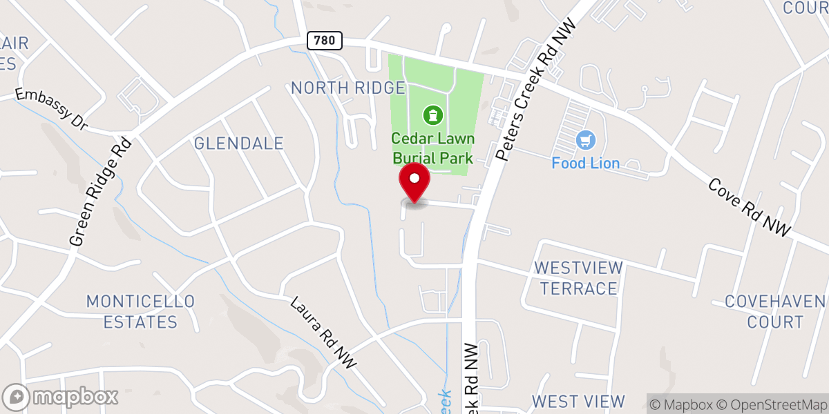 Map showing location of Westminster Presbyterian Church