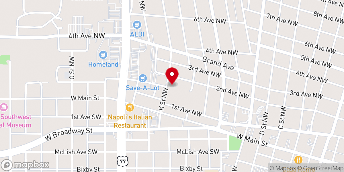 Map showing location of Bethel Baptist Church