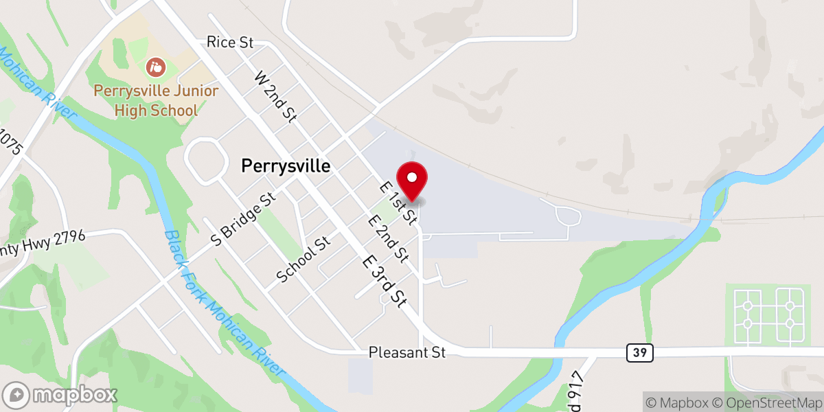 Map showing location of Perrysville United Methodist Church