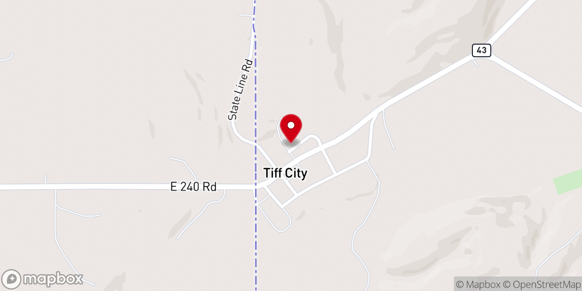 Map showing location of Tiff City Community Church