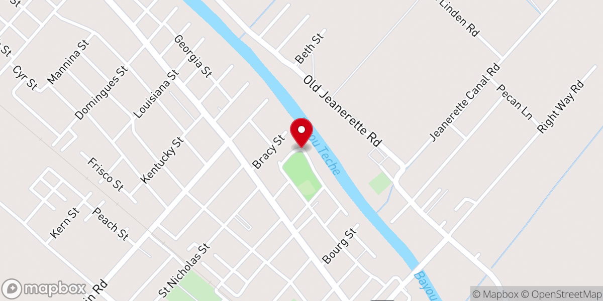Map showing location of Jeanerette Park Bayou Teche Boat Ramp