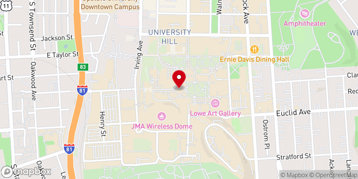 Map showing location of The Coach Mac Food Pantry - Hendricks Chapel