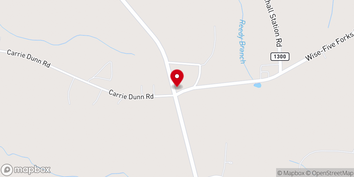 Map showing location of Wise Baptist Church