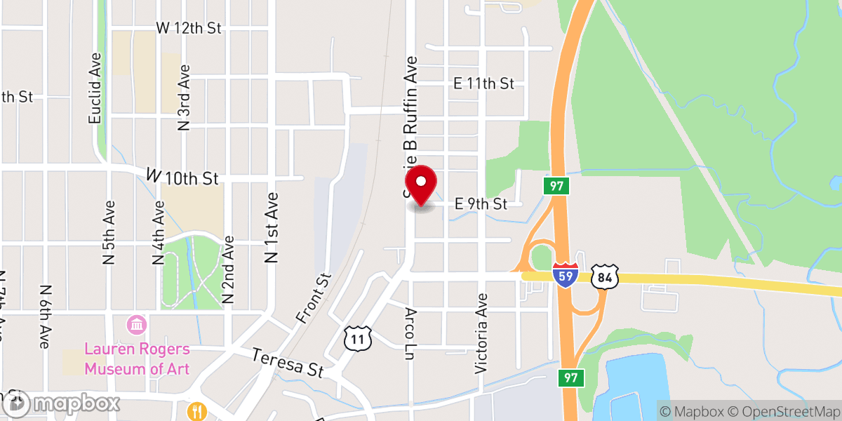 Map showing location of First Allen Chapel