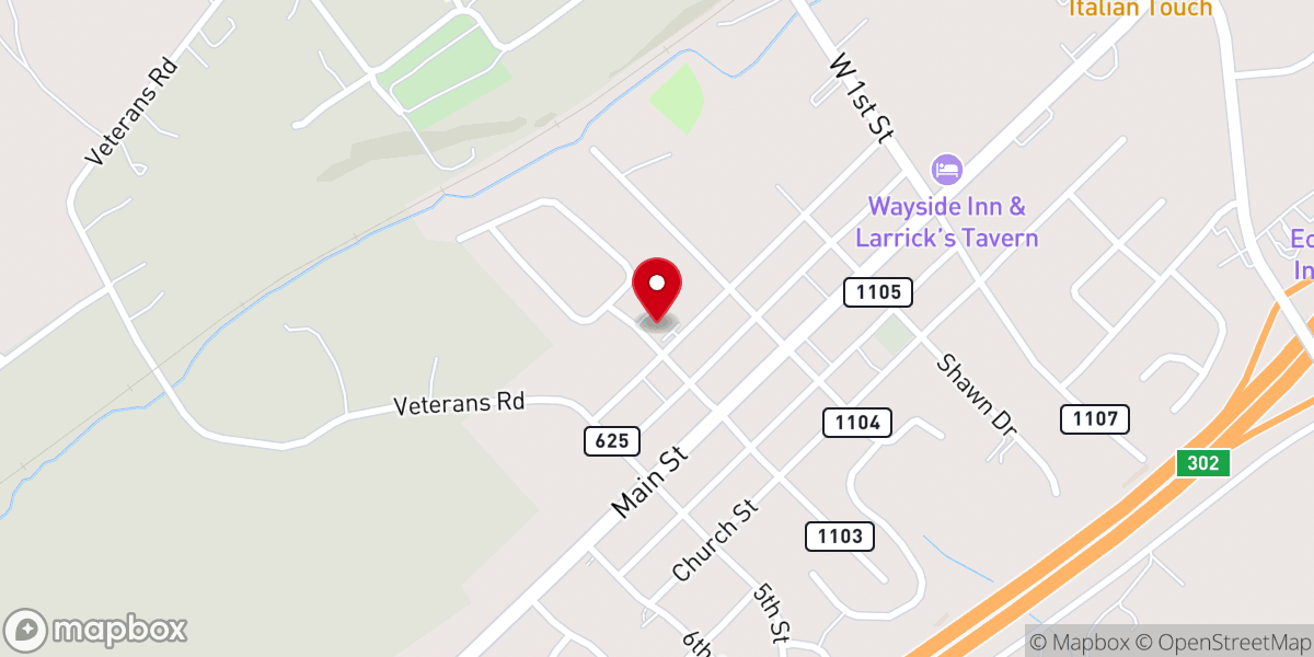 Map showing location of Valley Assembly of God Church