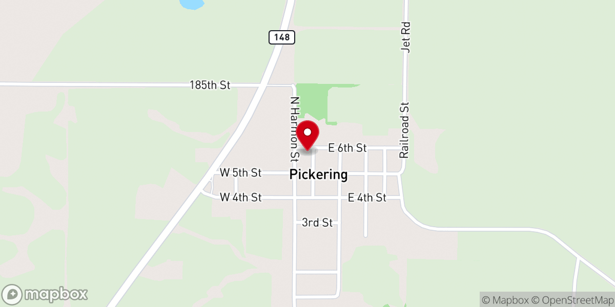 Map showing location of Pickering United Methodist Church