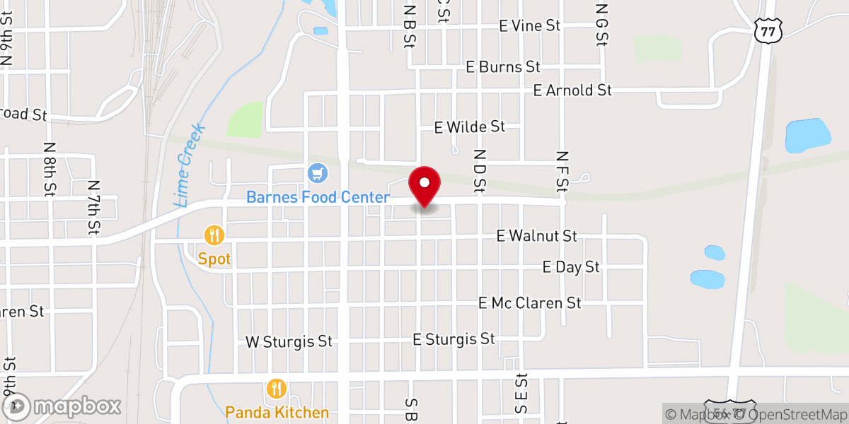 Map showing location of Parsonage Christian Church