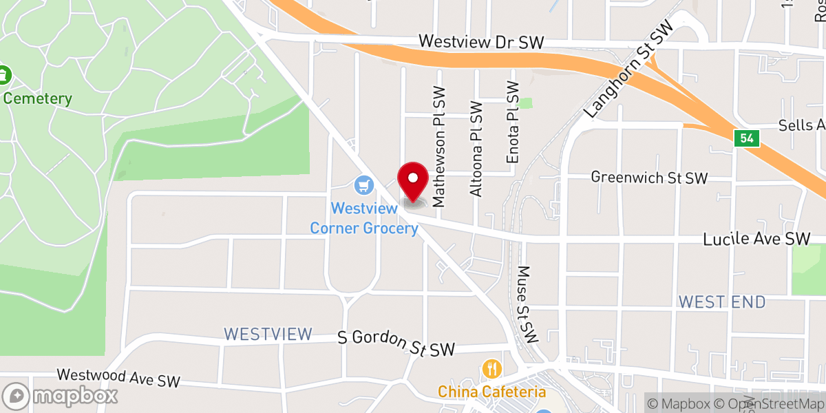 Map showing location of Hinsley Temple Church of God in Christ