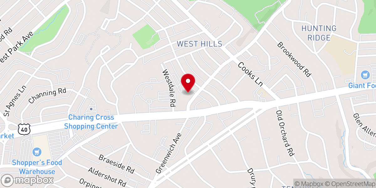 Map showing location of Second English Lutheran Church