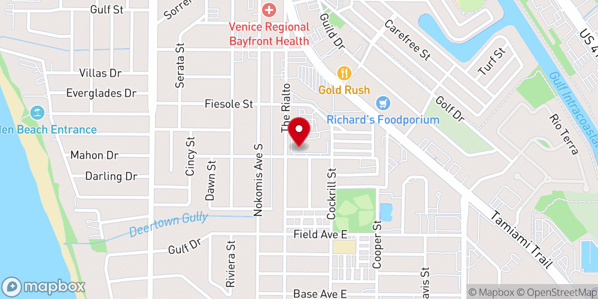 Map showing location of Venice Presbyterian Church