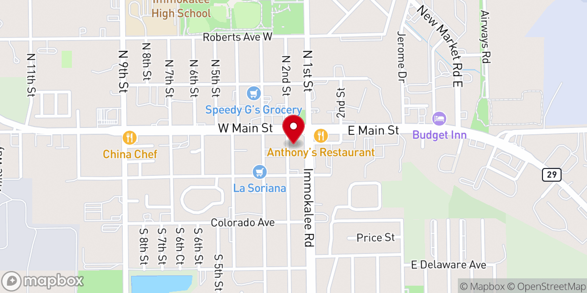 Map showing location of Amigos en Cristo Inc