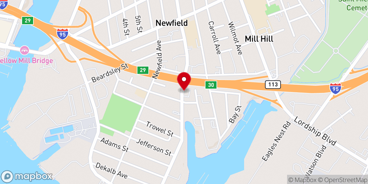 Map showing location of East End Baptist Tabernacle