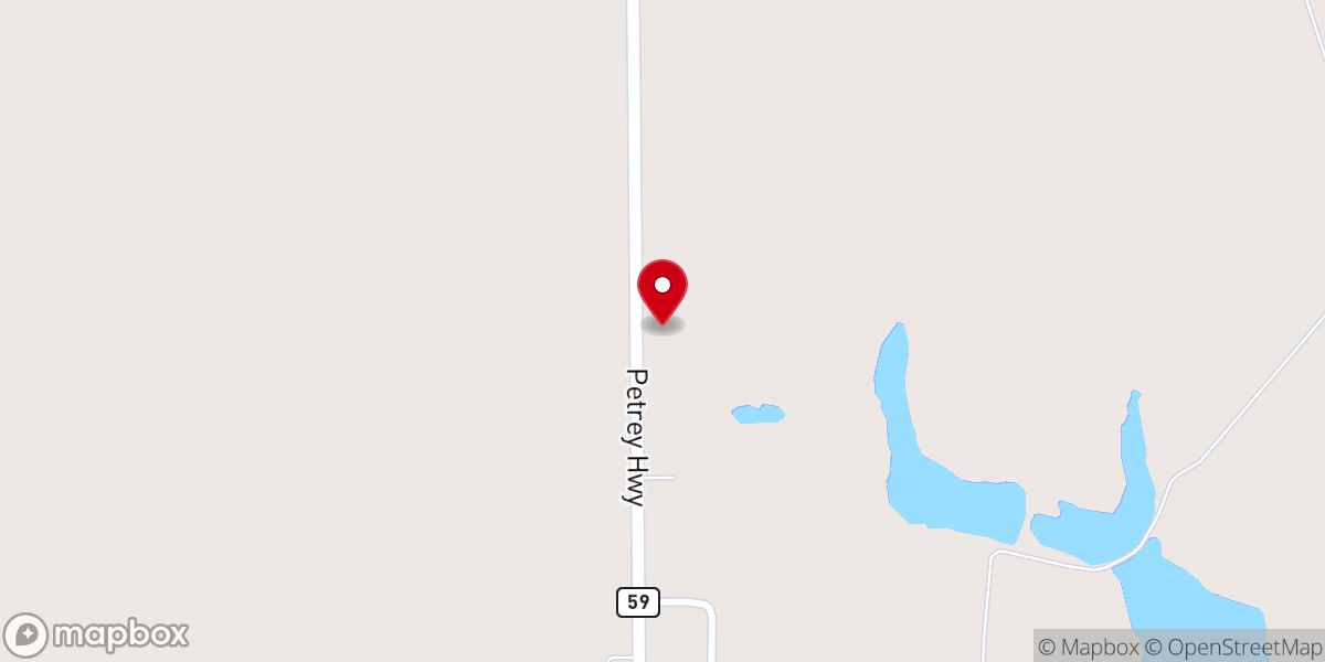 Map showing location of Petrey United Methodist Church