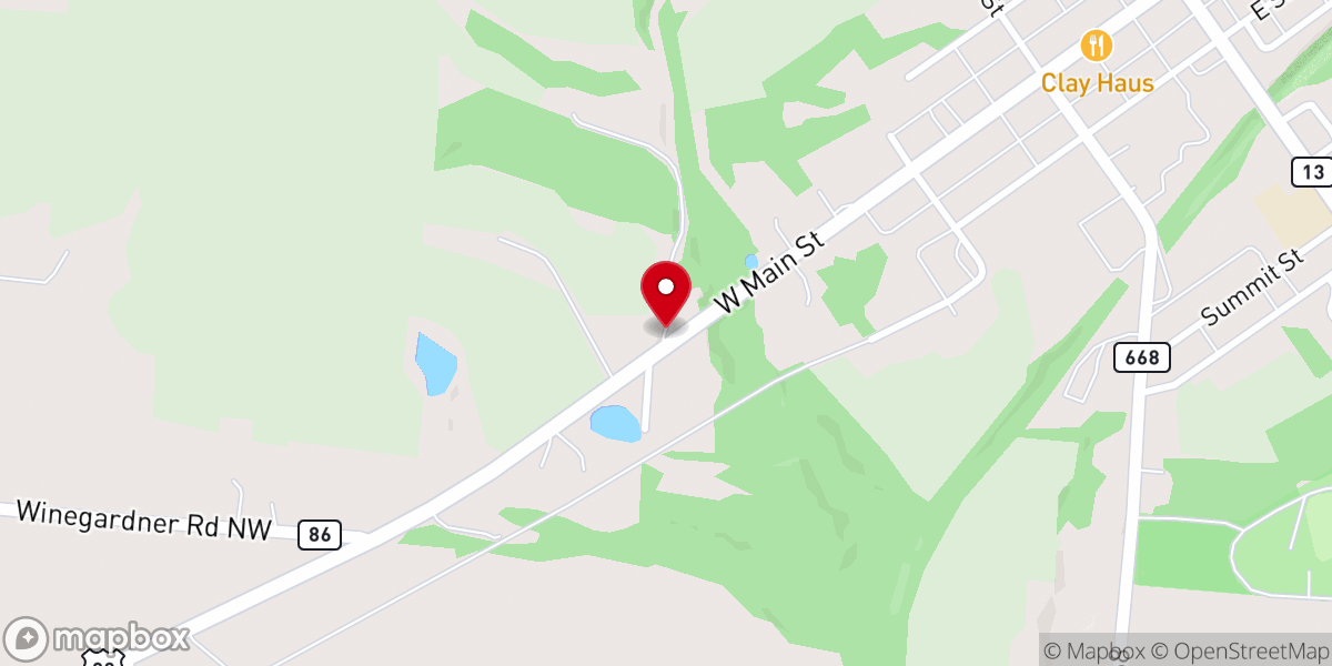 Map showing location of Victoria's Wedding & Reception