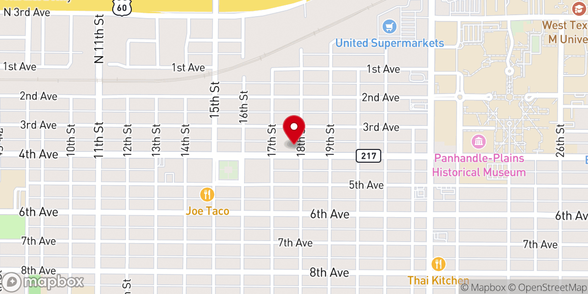 Map showing location of First Baptist Church of Canyon