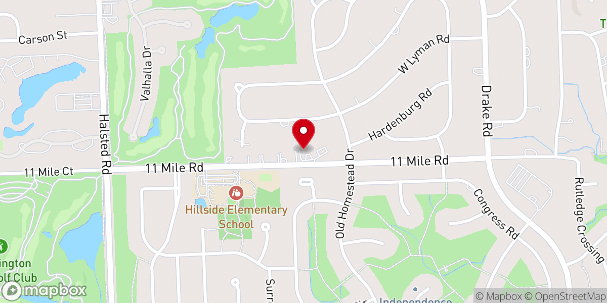 Map showing location of Farmington Hills Church of Christ