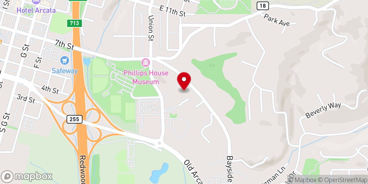 Map showing location of Six Rivers Masonic Lodge