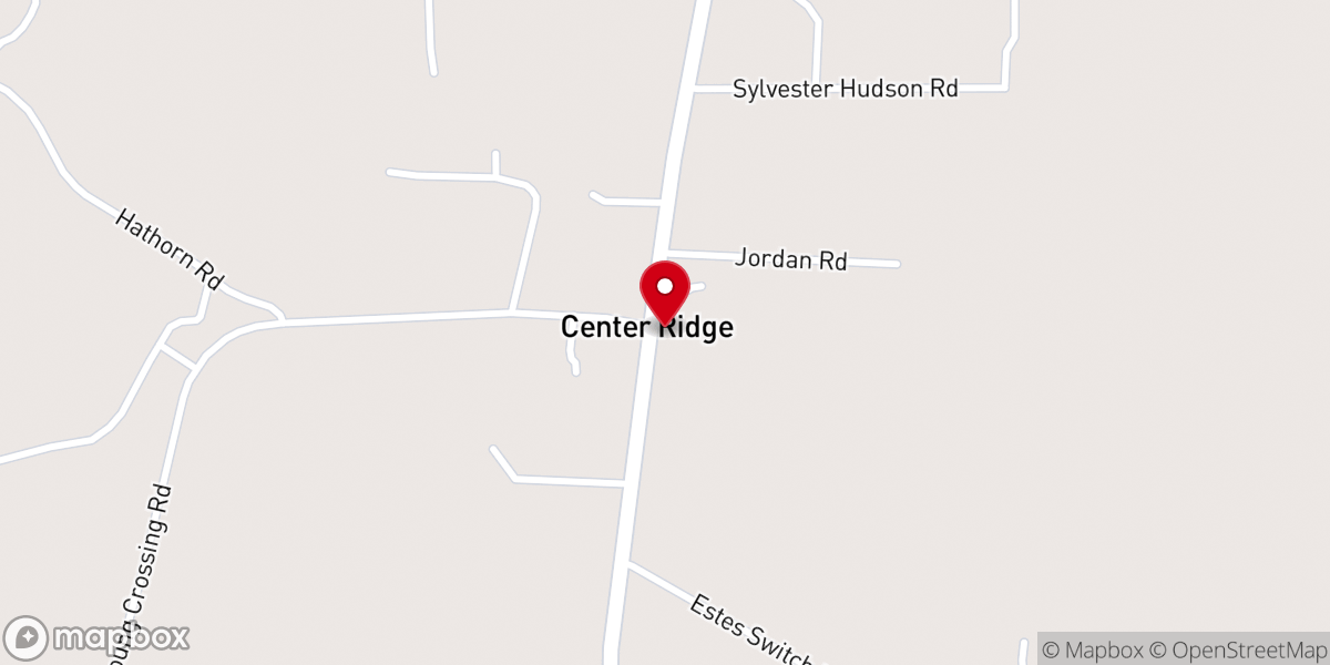 Map showing location of Center Ridge Baptist Church