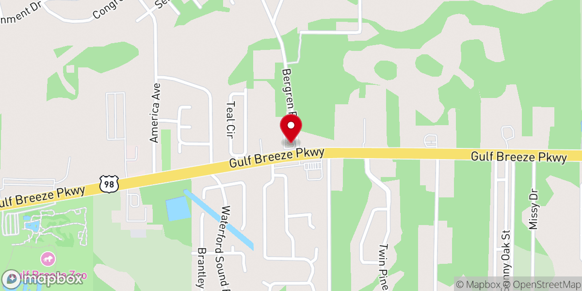Map showing location of Liberty Church - Gulf Breeze Campus