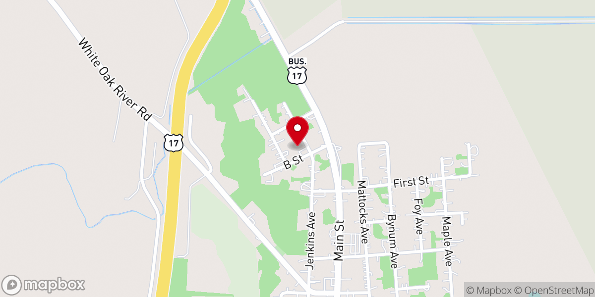 Map showing location of First Missionary Baptist Church