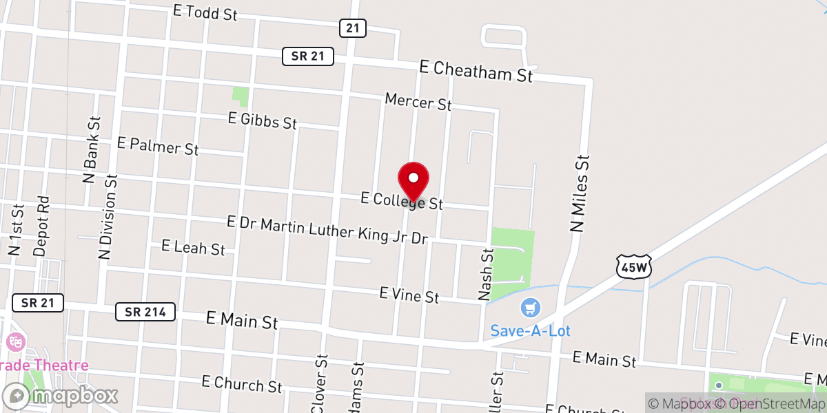 Map showing location of Mount Zion CME Church Union City