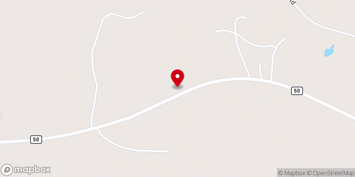 Map showing location of Bluff Creek Baptist Church