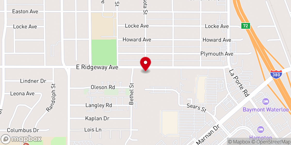 Map showing location of Ridgeway Bethel Baptist Church