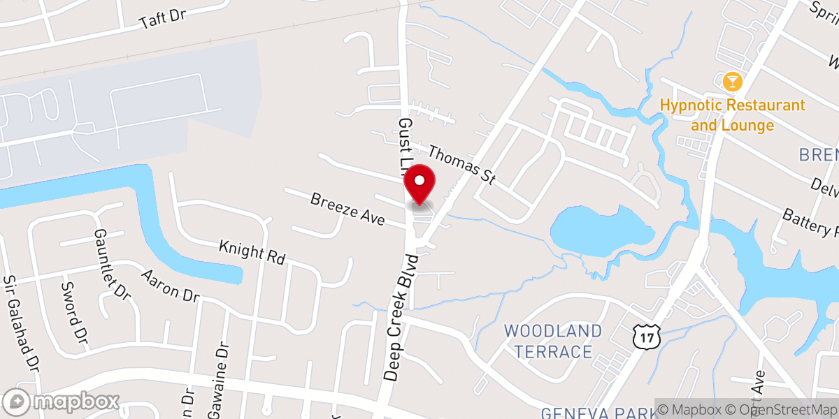 Map showing location of New Hope Baptist Church