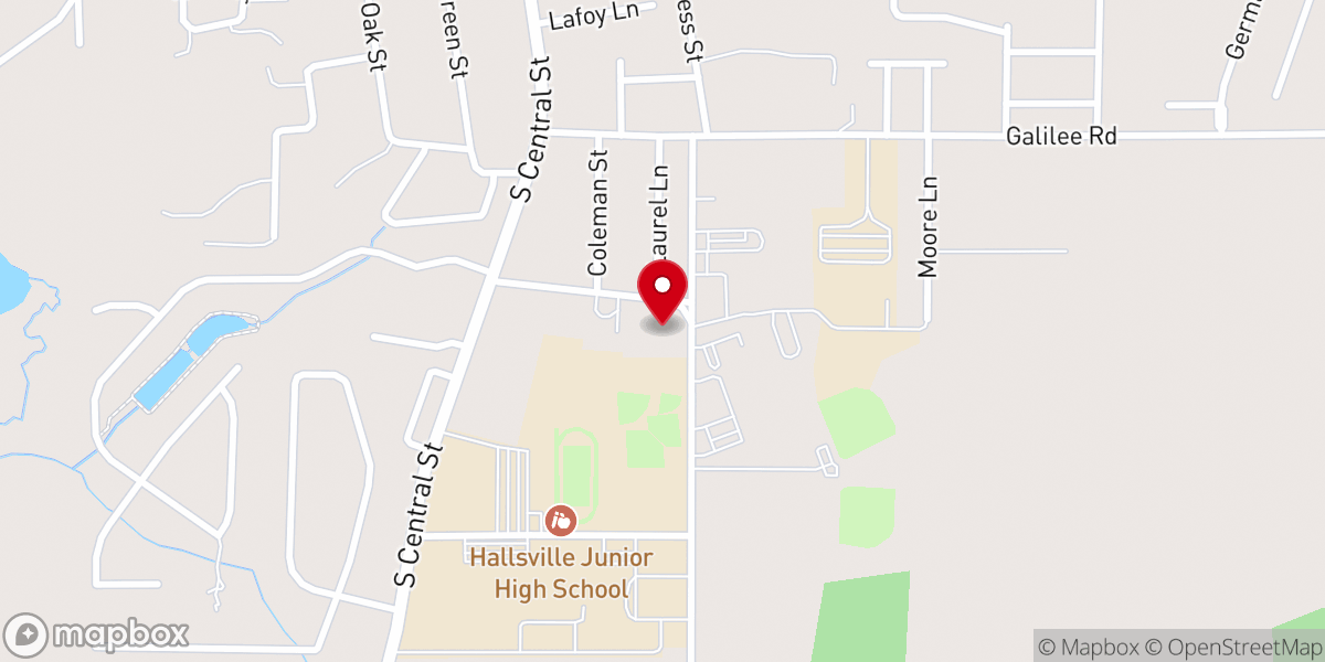 Map showing location of Hallsville church of Christ