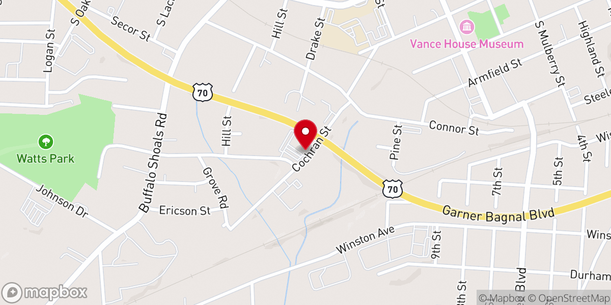 Map showing location of Cochran Street Bible Church