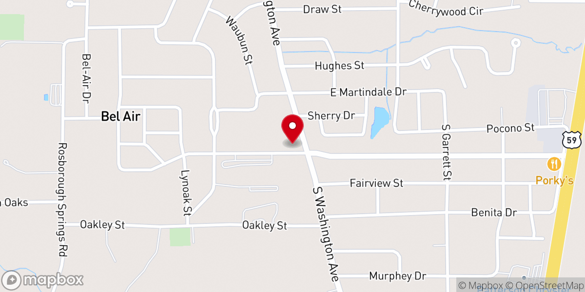Map showing location of Mobberly Baptist Church - Marshall Campus