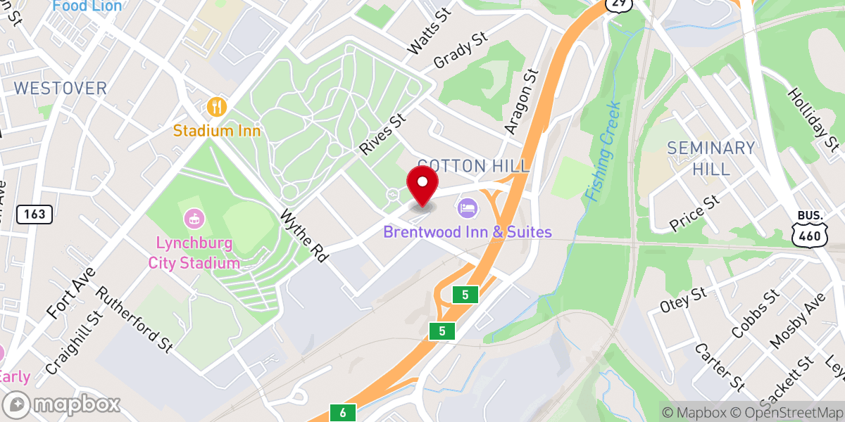 Map showing location of Calvary Cross Baptist Church