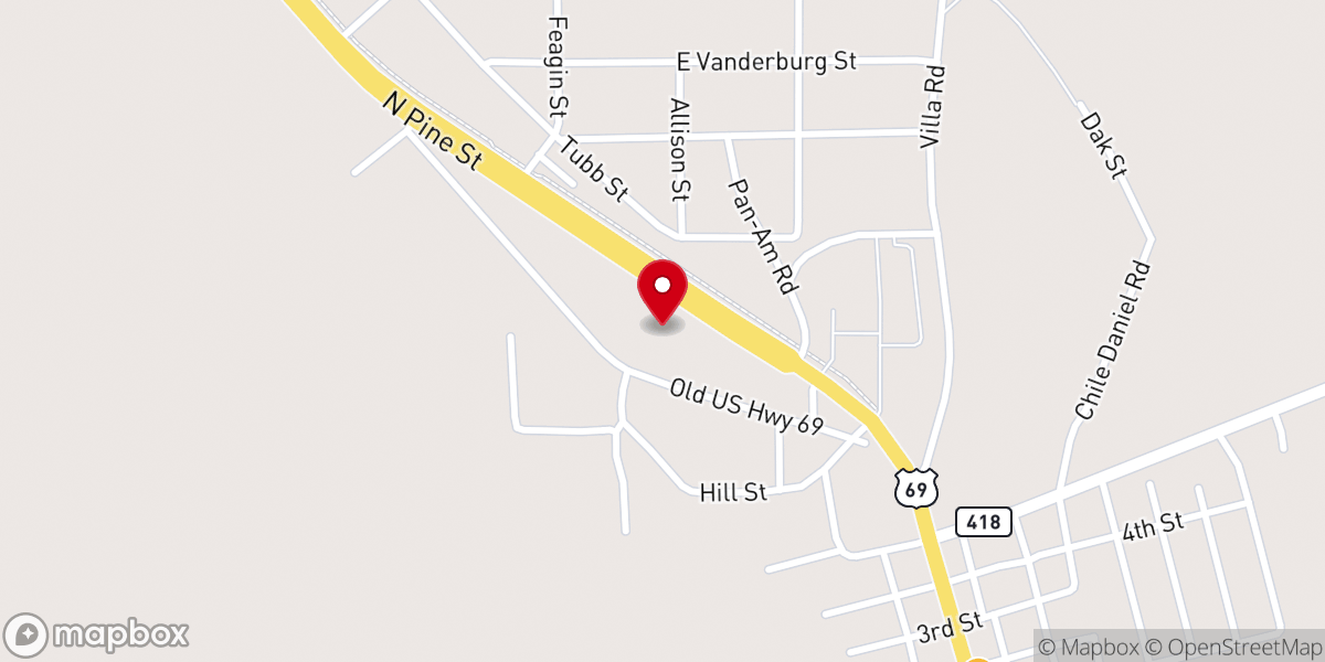 Map showing location of Kountze church of Christ