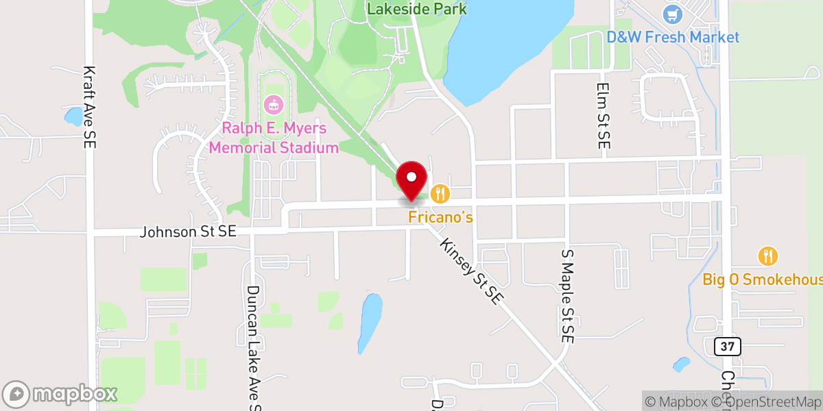 Map showing location of Green Lake Calvary Church