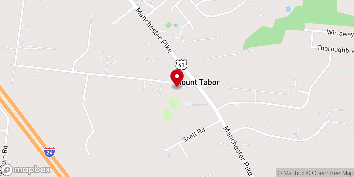 Map showing location of Mount Tabor Cumberland Presbyterian Church