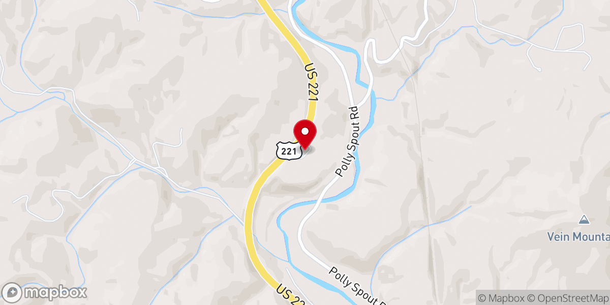 Map showing location of Vein Mountain Church