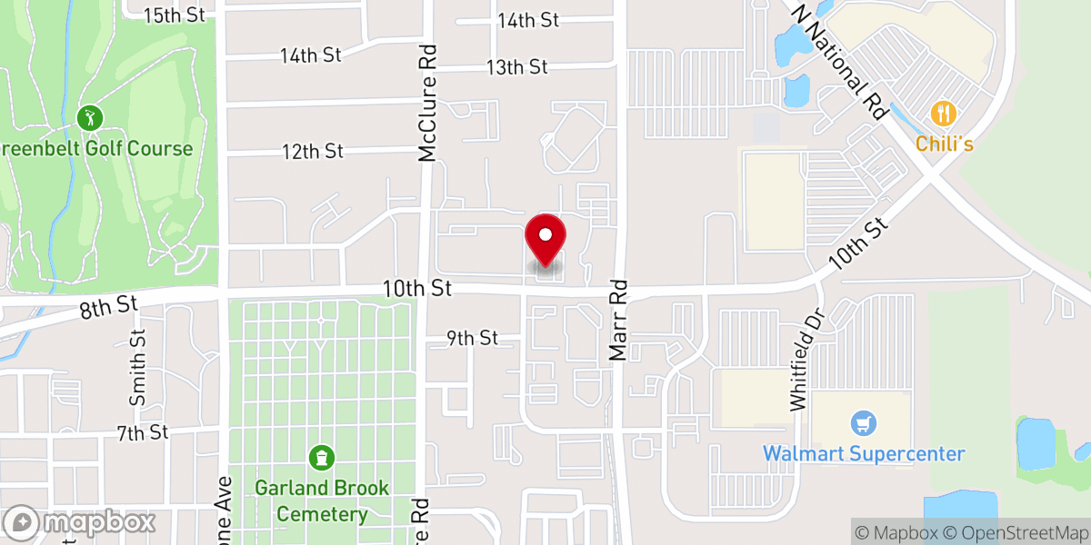 Map showing location of Bible Church of Columbus