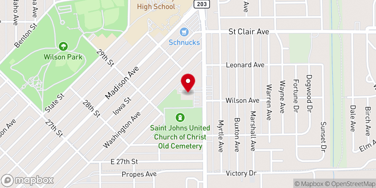 Map showing location of St John United Church of Christ