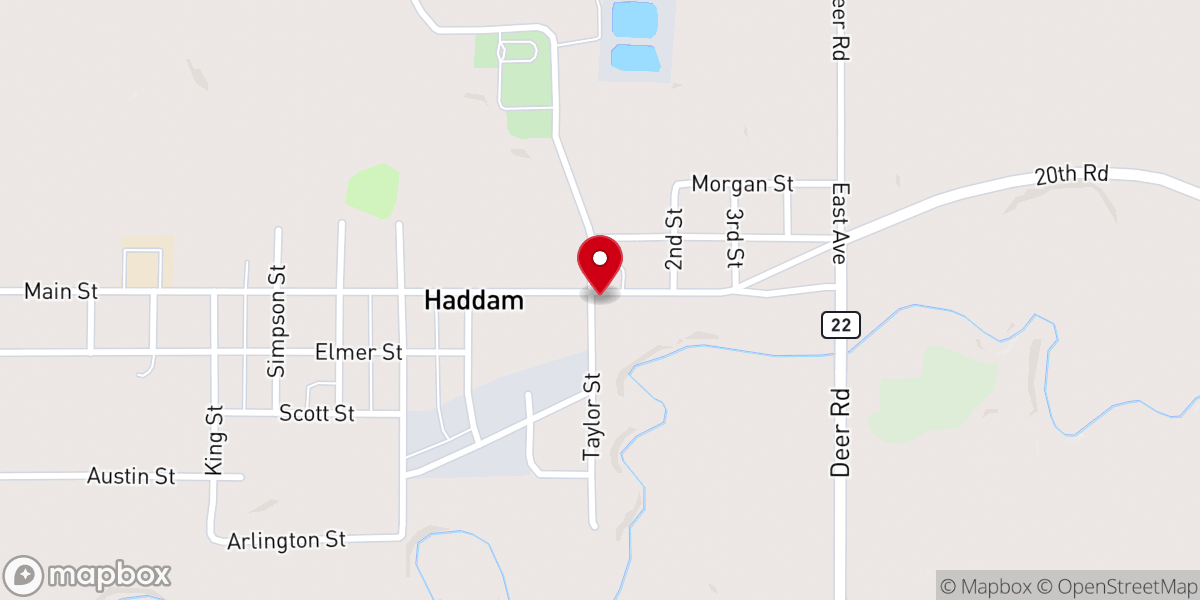 Map showing location of Haddam Cafe
