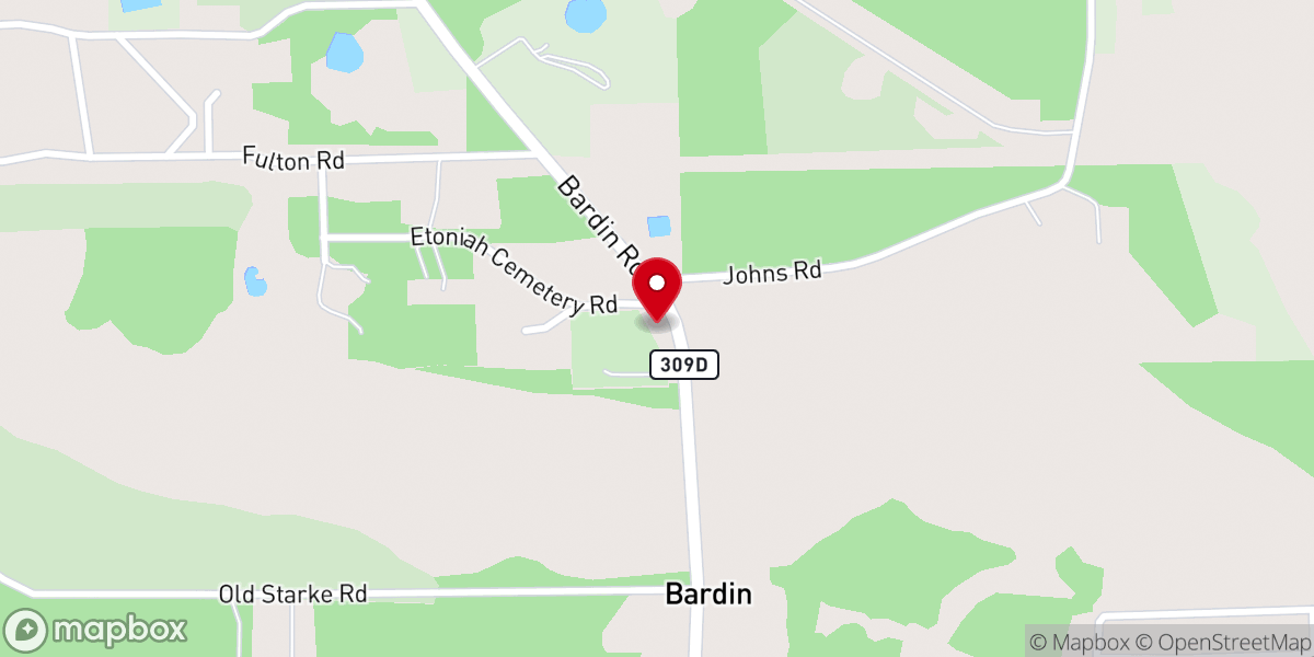 Map showing location of Etonia Church